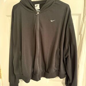 Nike Black Zip-Up Hoodie with White Swoosh Tag